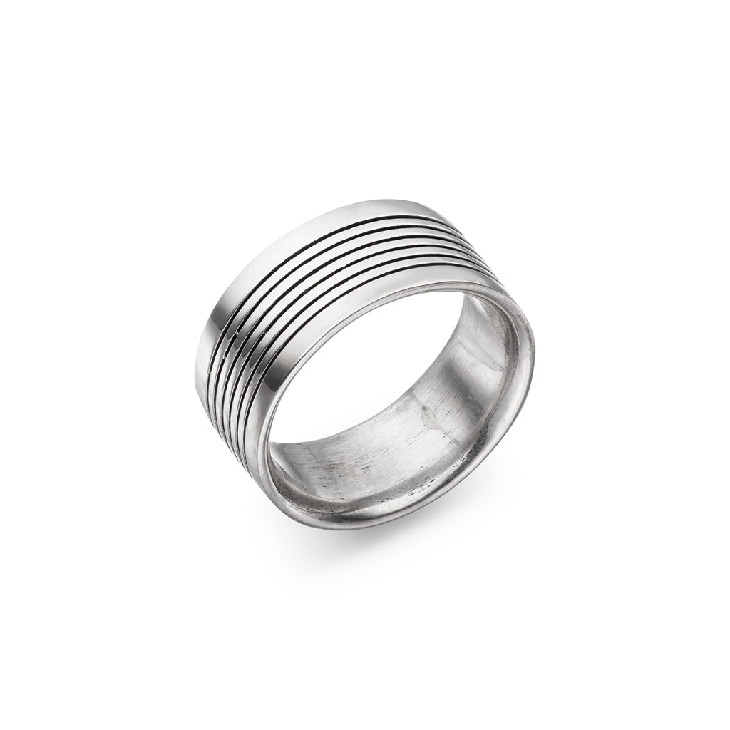 Ring "Black and White" 10 mm breit (Sterling Silber 925)