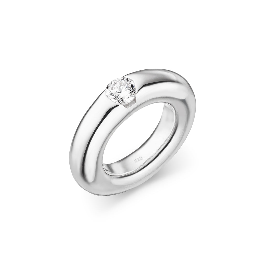 Silber Ring "Round" Zirkonia 7 mm (Sterling Silber 925)