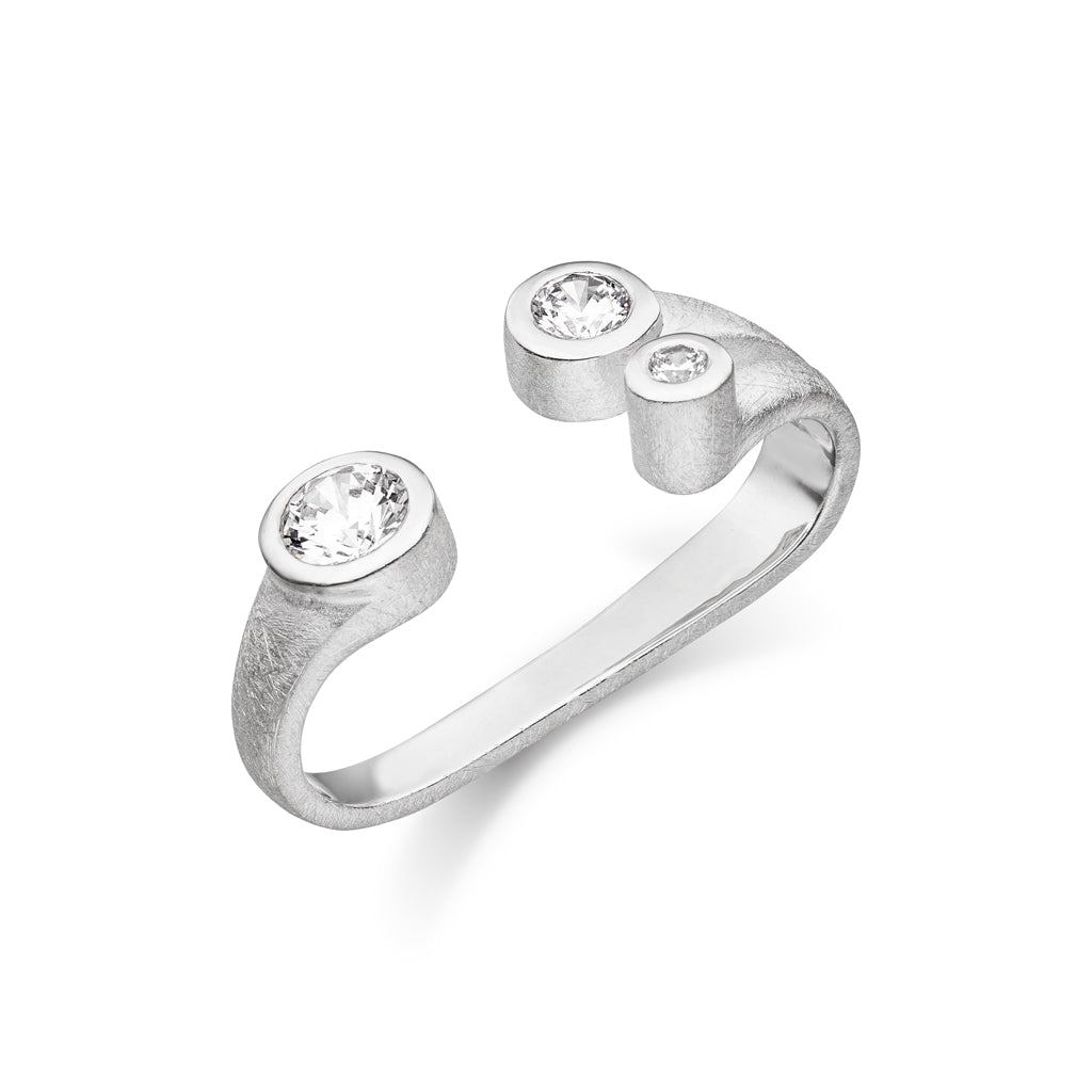 Silber Ring "3-Stone" (Sterling Silber 925) 2-Finger-Ring