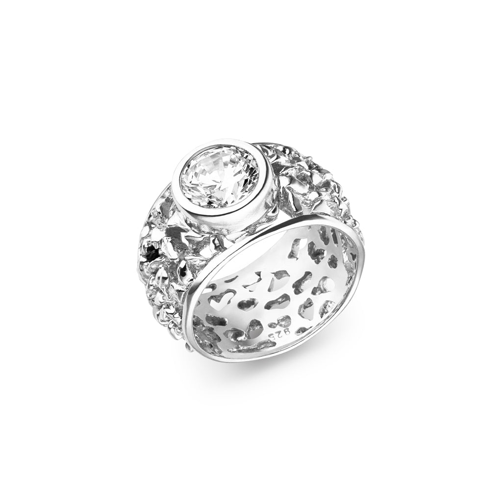 Silber Ring "Nugget Light" Zirkonia (Sterling Silber 925)