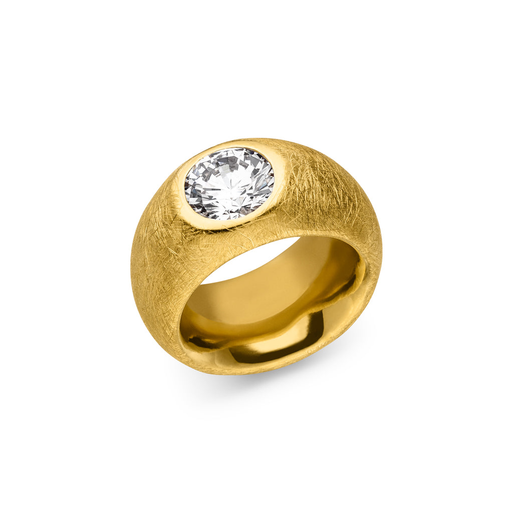 Silber Ring "Massiv" Zirkonia 10 mm (Sterling Silber 925 vergoldet)