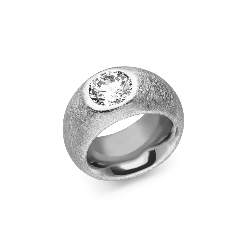 Silber Ring "Massiv" Zirkonia 10 mm (Sterling Silber 925)