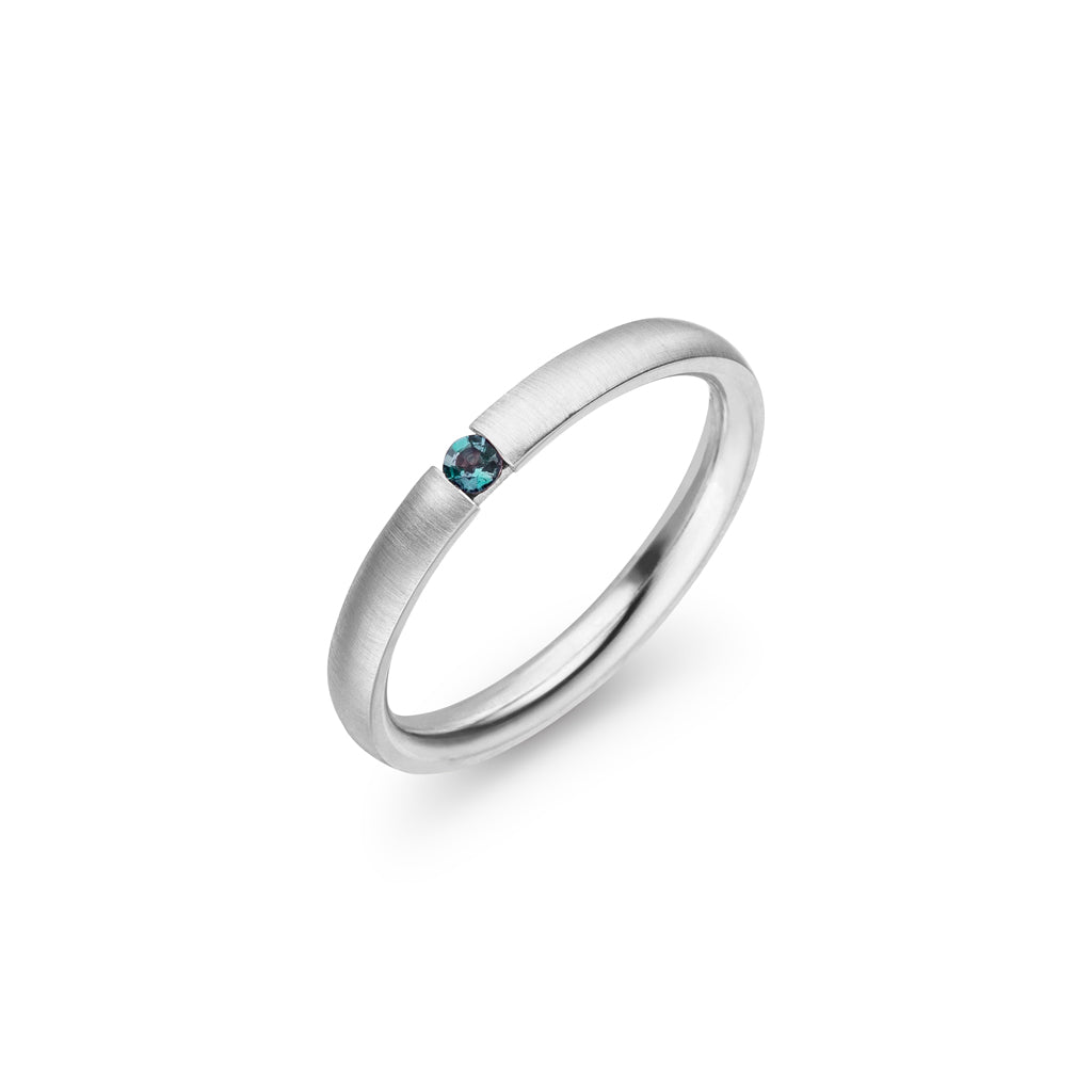 Silber Ring mit natürlichem Alexandrit 2,4 mm (Sterling Silber 925) intensiver Farbwechsel