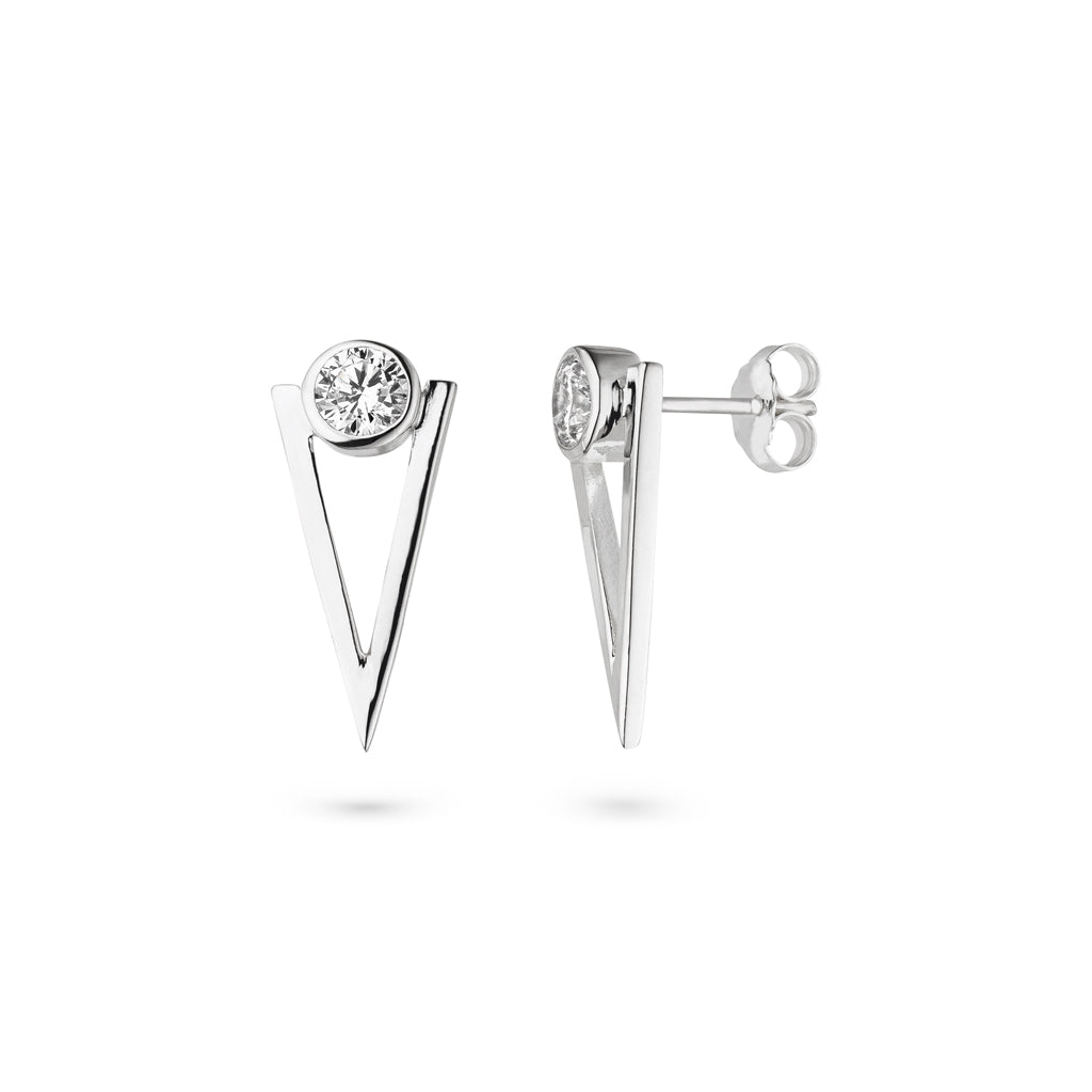 Silber Ohrstecker "Triangle" Zirkonia (Sterling Silber 925)