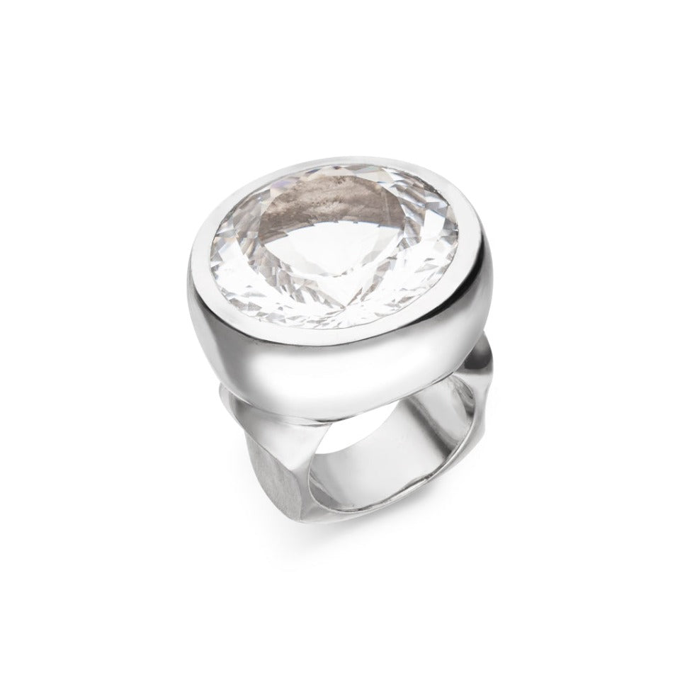 Bergkristall Ring "Round" 26 mm (Sterling Silber 925)