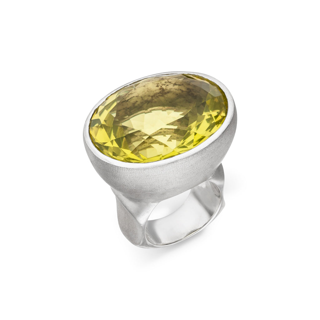 Lemon Citrin Ring 34x28 mm (Sterling Silber 925)