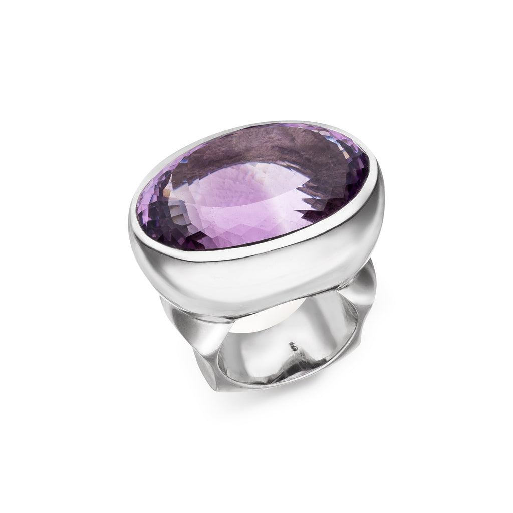 Amethyst Ring 32x22 mm (Sterling Silber 925)