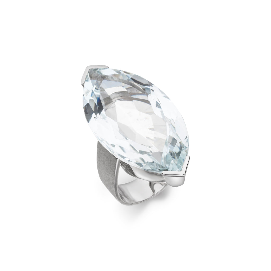 Bergkristall Ring "Marquise" 40 x 20 mm (Sterling Silber 925)