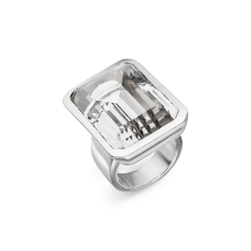 Bergkristall Ring "Octagon" 32x22 mm (Sterling Silber 925)
