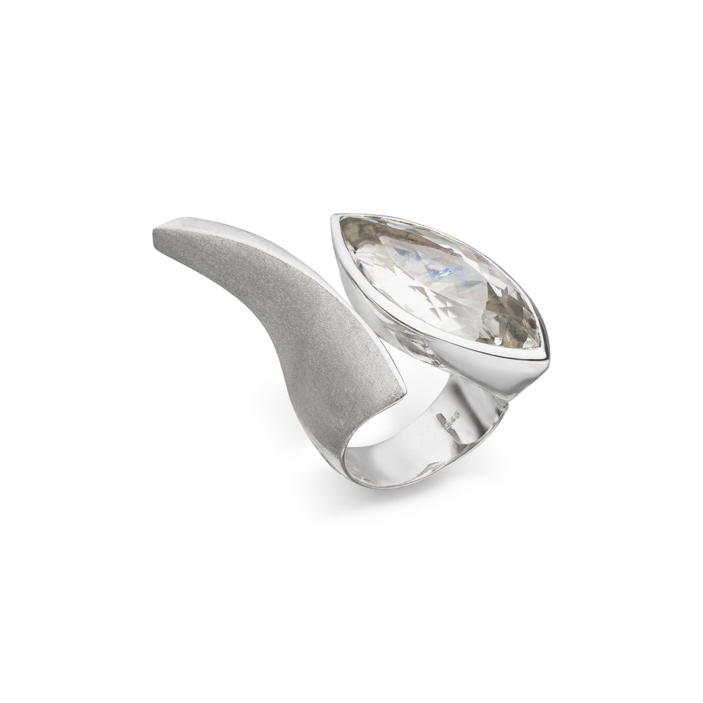 Bergkristall Ring "Open" 32 x 13 mm (Sterling Silber 925)