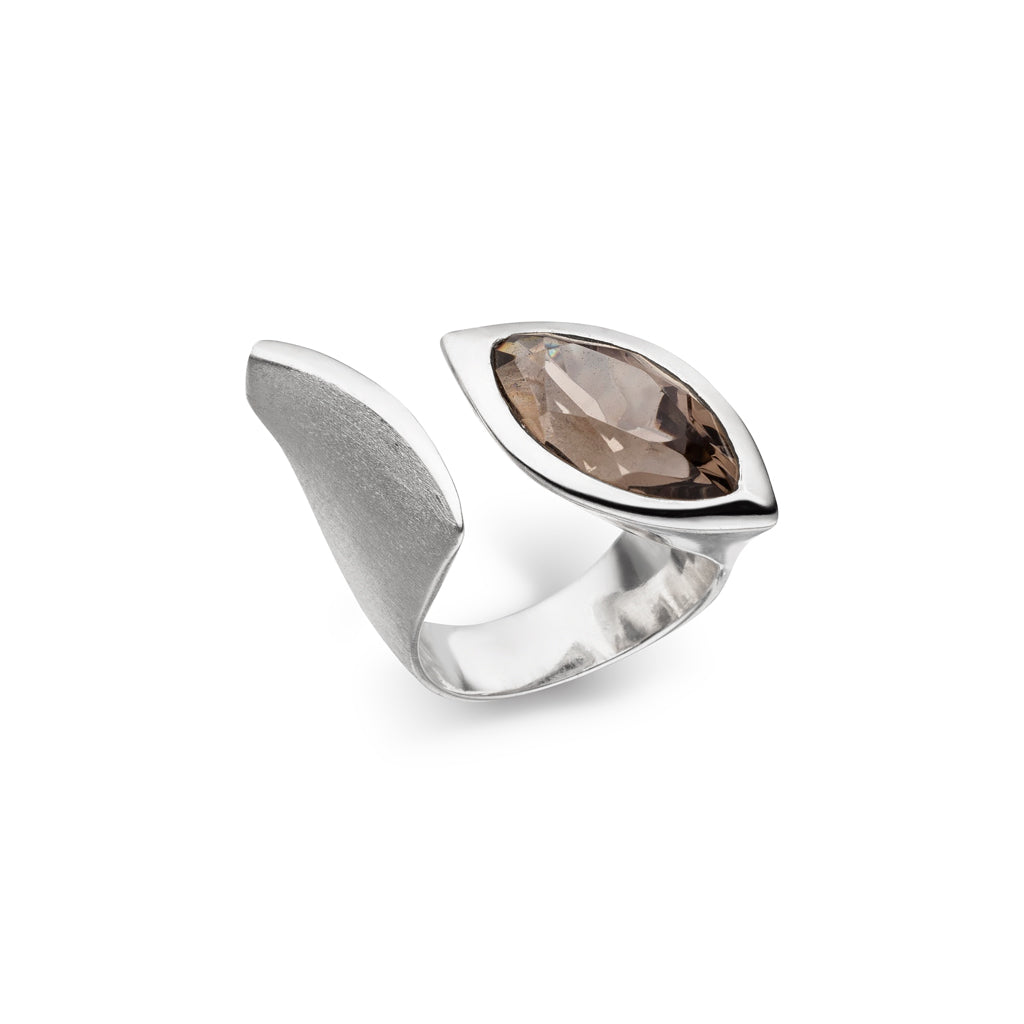 Rauchquarz Ring 20x10 mm (Sterling Silber 925)