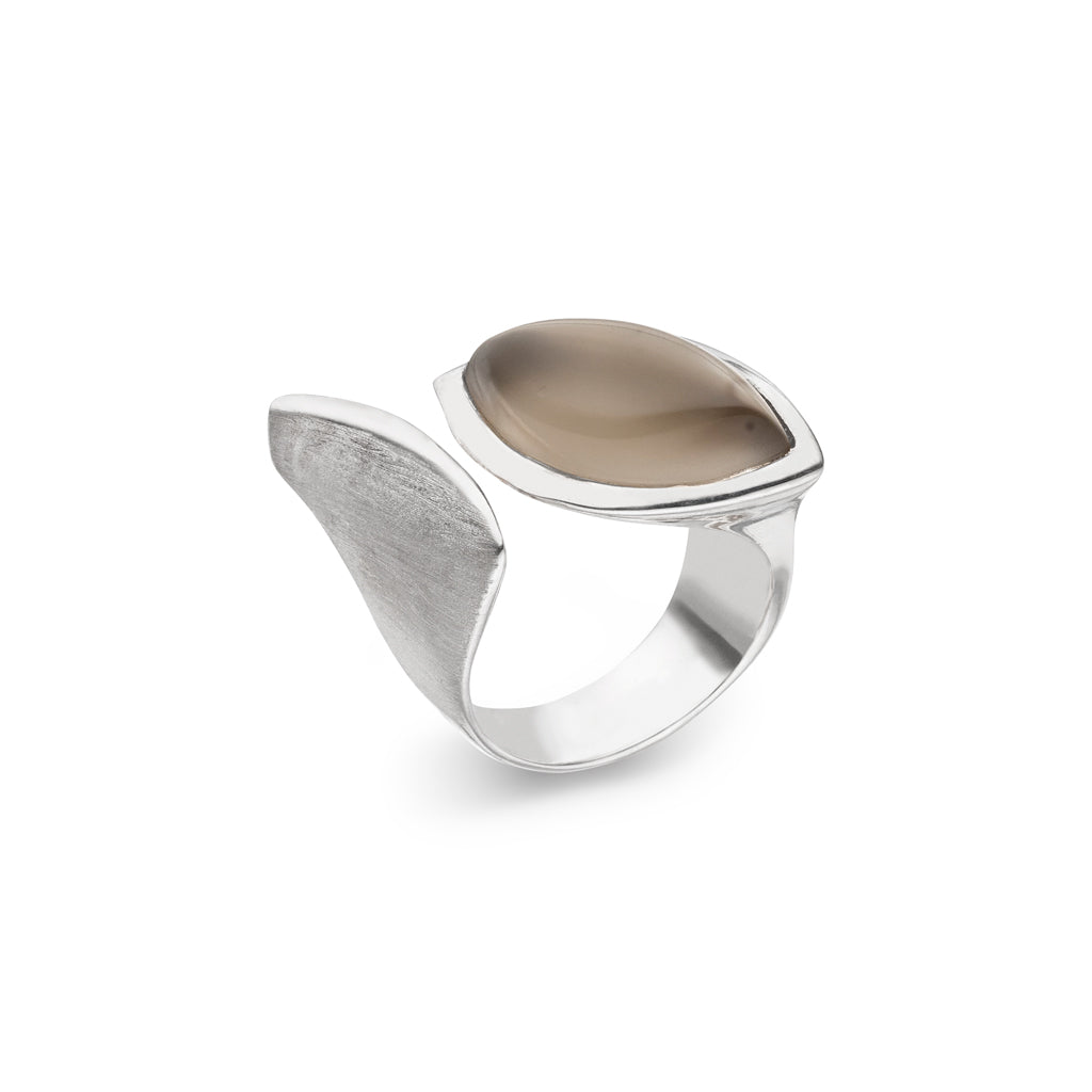 Mondstein Ring "Grey" 20x11 mm (Sterling Silber 925)