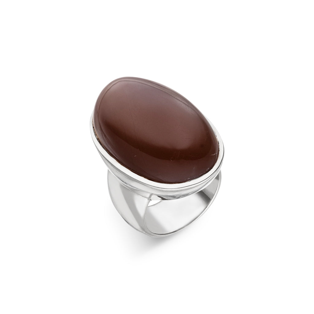 Mondstein Ring "Brown" 33x20 mm (Sterling Silber 925)