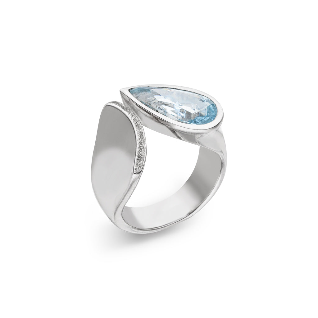 Aquamarin Ring "Drop" 16 x 8 mm (Sterling Silber 925)