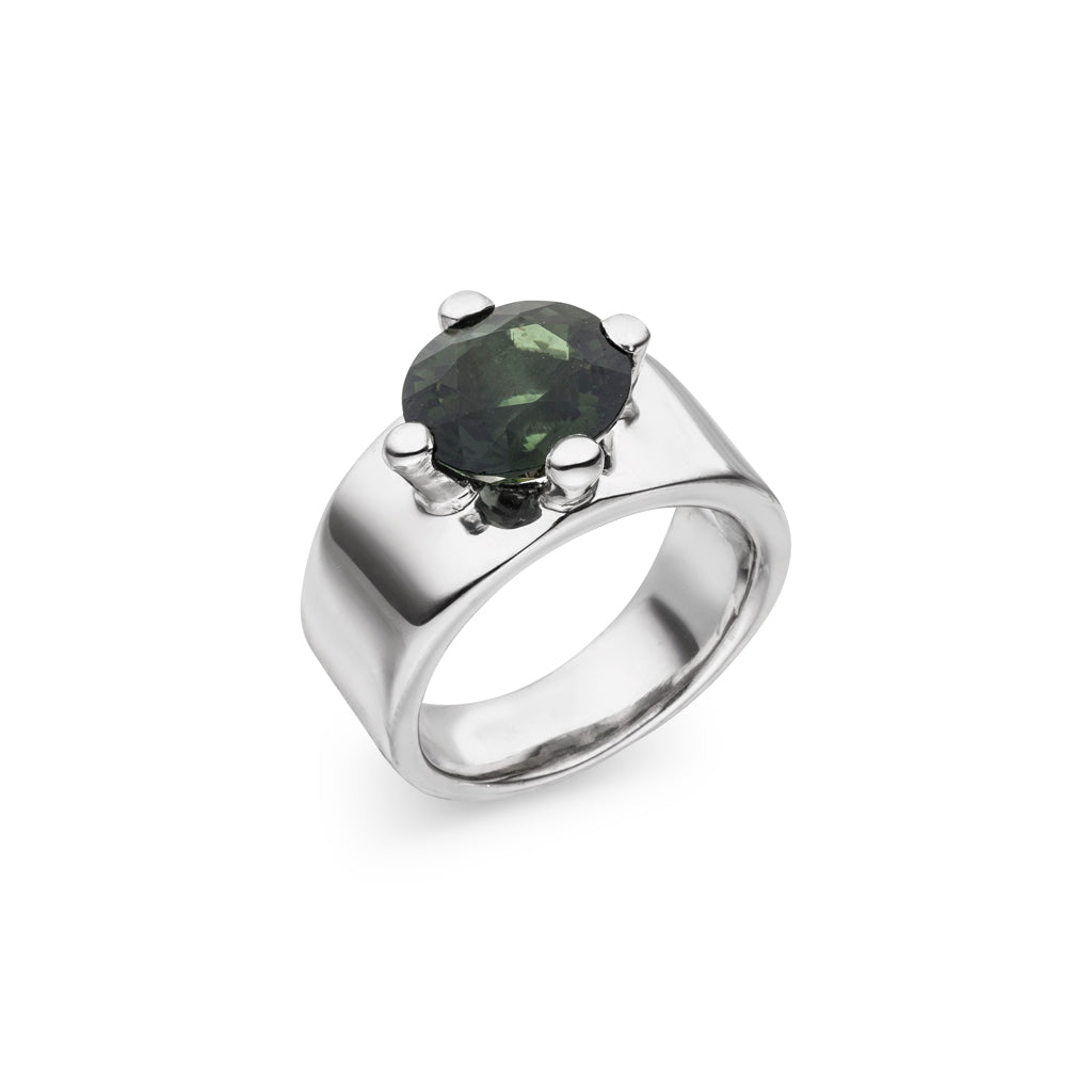 grüner Turmalin Ring 11 mm (Sterling Silber 925)
