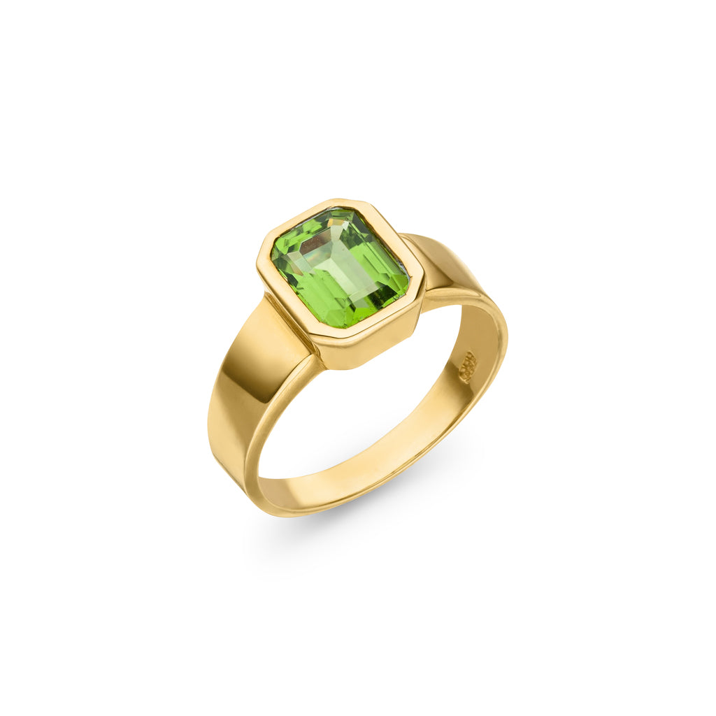 Peridot Ring "Oktagon" (Gelbgold 585)