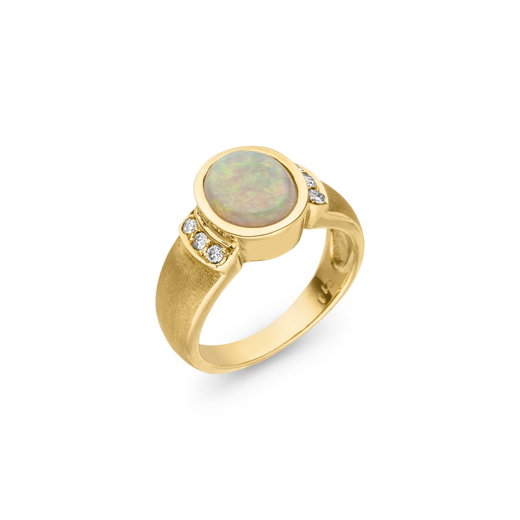 Opal Ring 1,56 ct. mit Diamanten (Gelbgold 585)