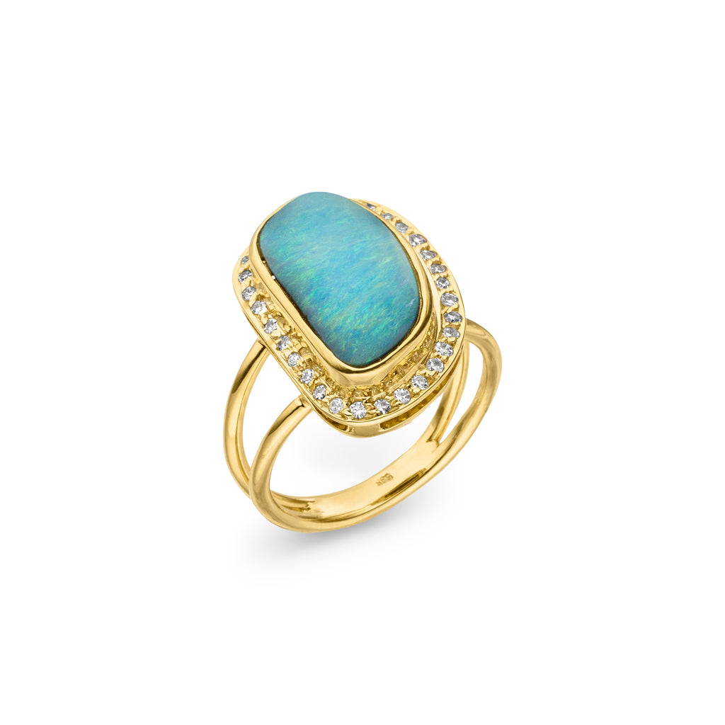 Opal Ring 3,5 ct. mit Diamanten (Gelbgold 585)