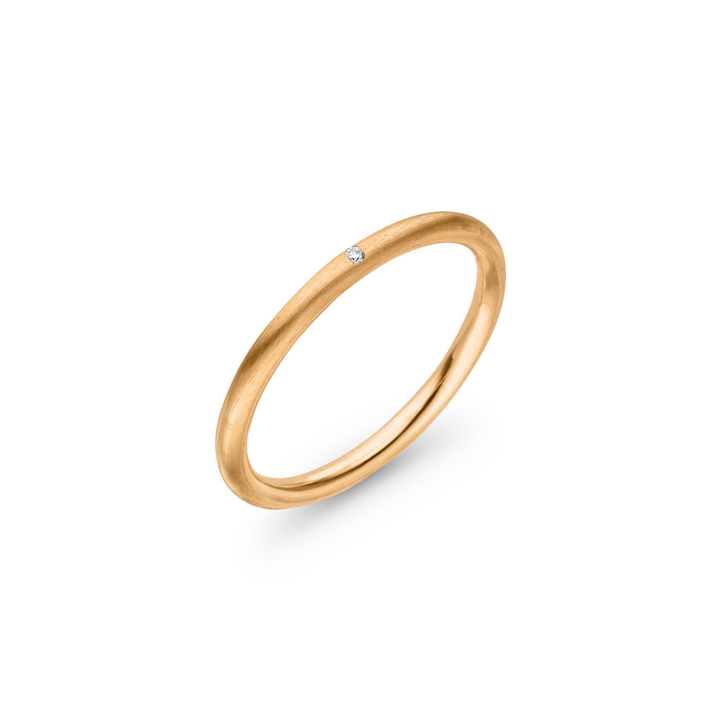 Ring 2 mm mit Diamant Brillant 0,01 ct. (Rosè Gold 585)