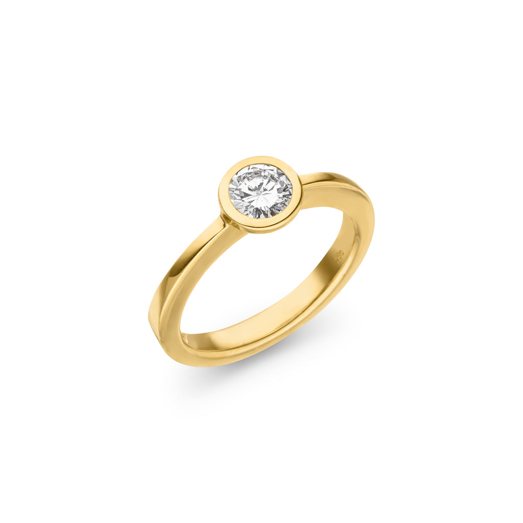 Diamant Ring "Solitär" 0,63 Karat H vs2 (Gelbgold 750)