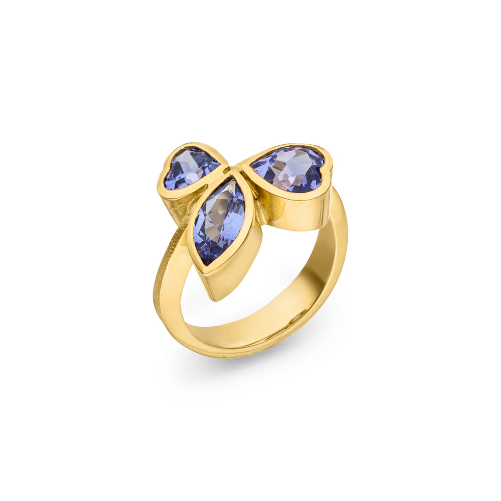 Tansanit Ring "Trio" 2,90 ct. (Gelbgold 750)