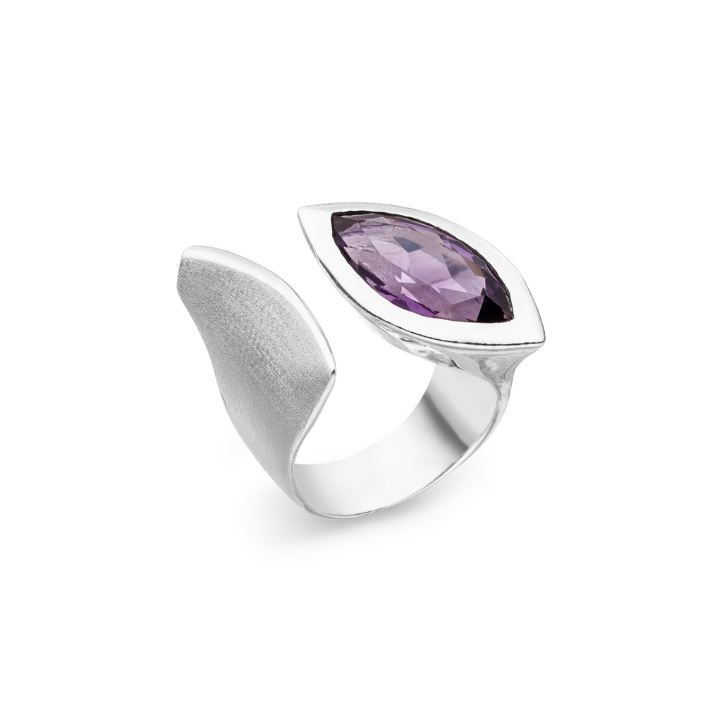 Amethyst Ring "Schiffchen" 22x12 mm (Sterling Silber 925)