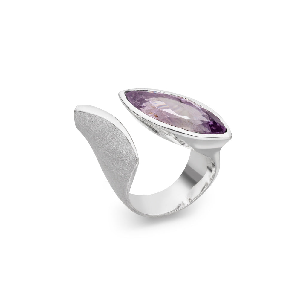 Amethyst Ring "Schiffchen" 25x9 mm (Sterling Silber 925)