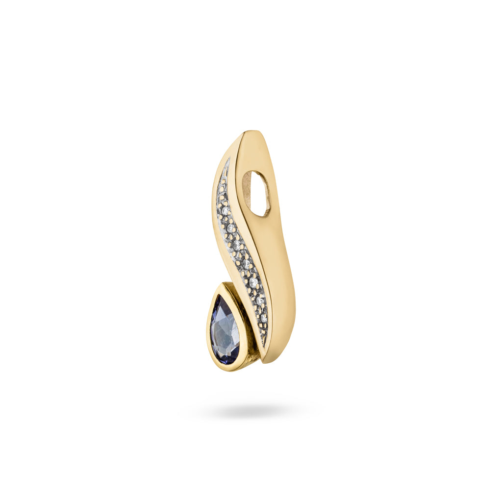 Tansanit Anhänger "Wave" 0,75 ct. mit Diamanten (Gelbgold / Weißgold 585)