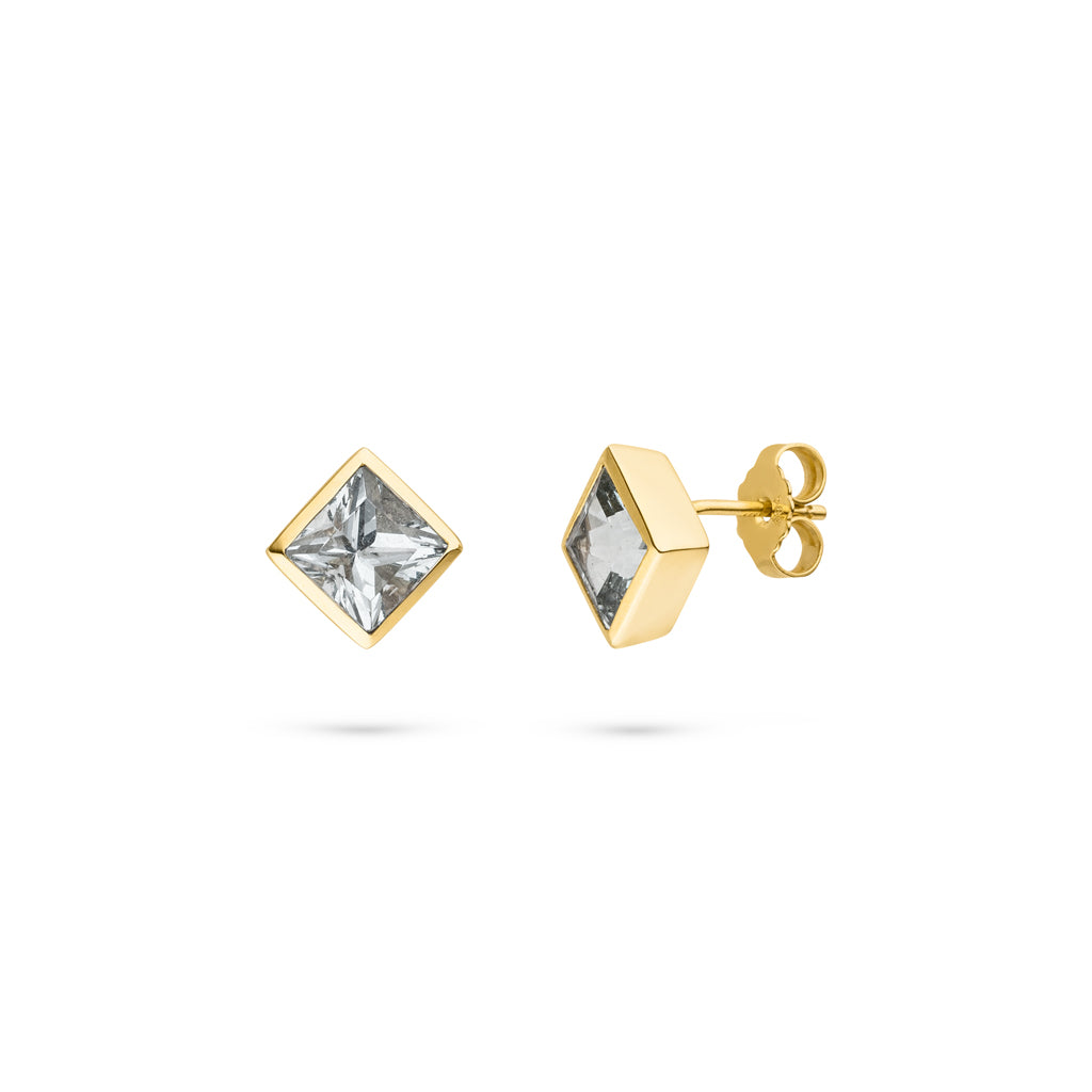 Aquamarin Ohrstecker "Square" 3,0 ct. (Gelbgold 585)