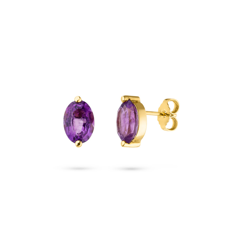 Amethyst Ohrstecker 10x7 mm (Gelbgold 585)