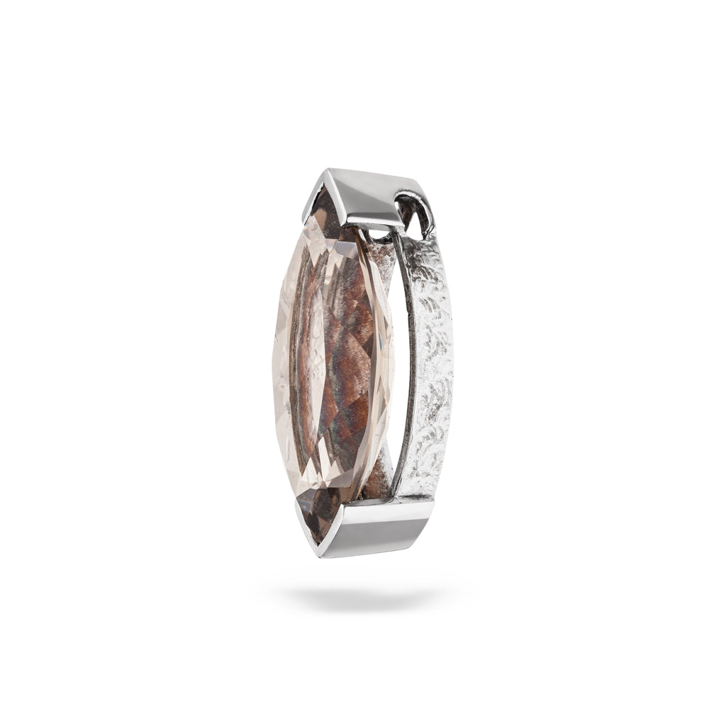 Rauchquarz Anhänger "Schiffchen" 35x18 mm (Sterling Silber 925)