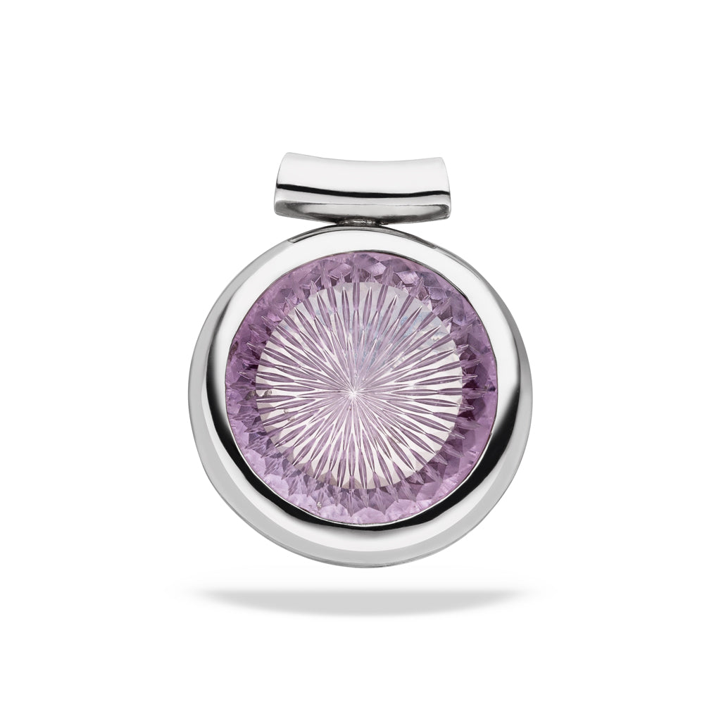 Amethyst Anhänger "Engraved" 32 mm (Sterling Silber 925)