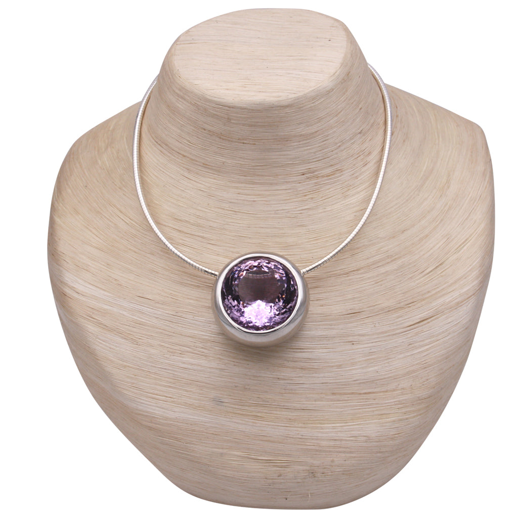 Amethyst Anhänger 30 mm (Sterling Silber 925)