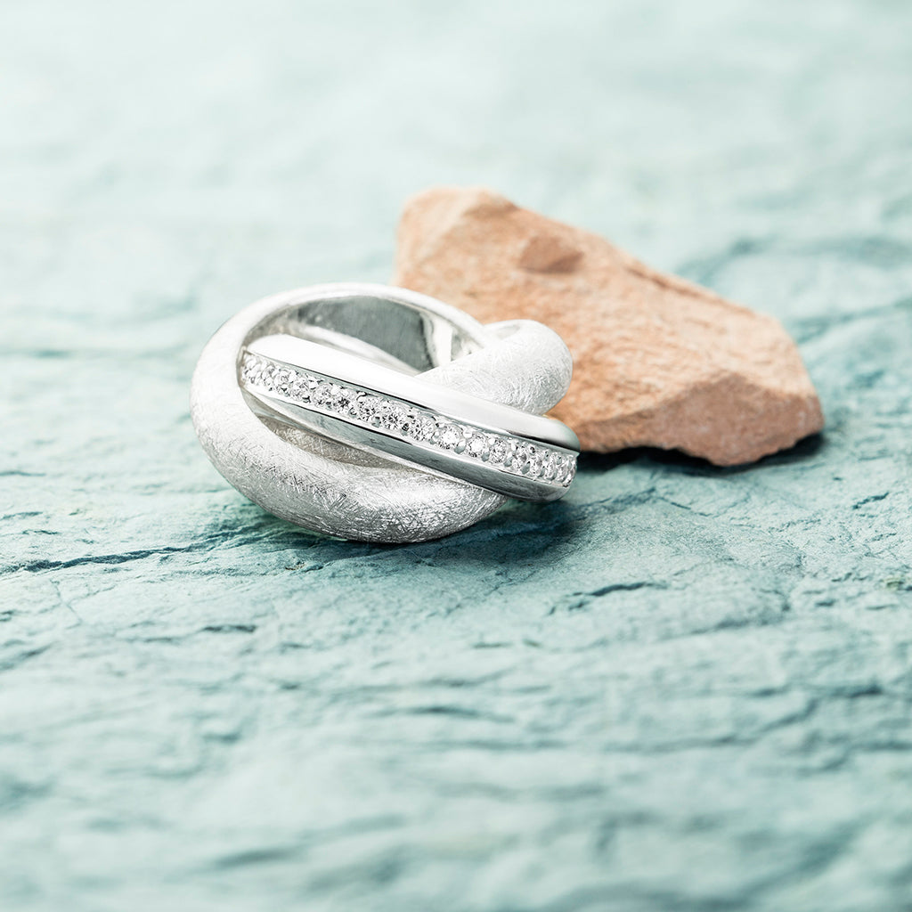 Treuheld® Schmaler 925 Sterling Silber Ring Mit Kristallen – 3 Farben, 8 Größen, 1,8 Mm Breite