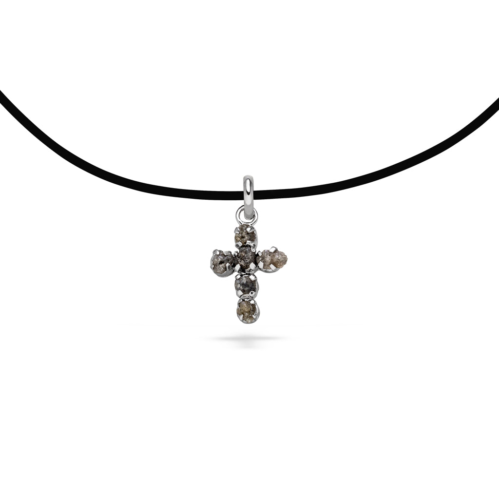 Silber Anhänger "Rohdiamant Kreuz" (Sterling Silber 925)