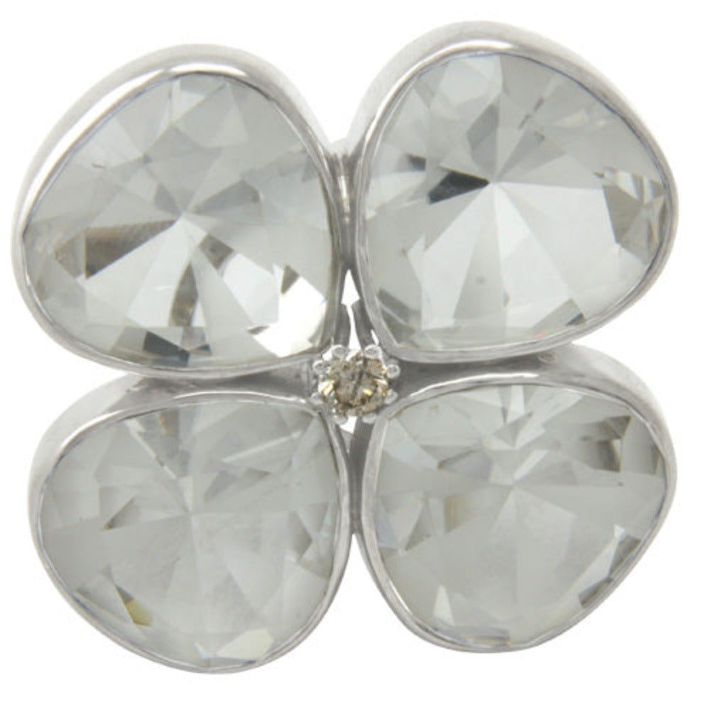Bergkristall Ring "Kleeblatt" mit Diamant (Sterlingsilber 925)