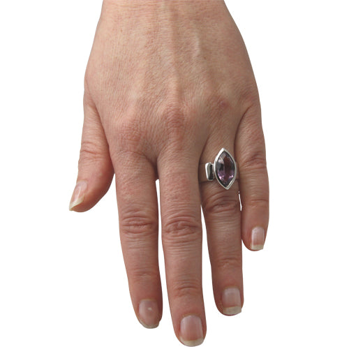Amethyst Ring "Schiffchen" 17x10 mm (Sterling Silber 925)