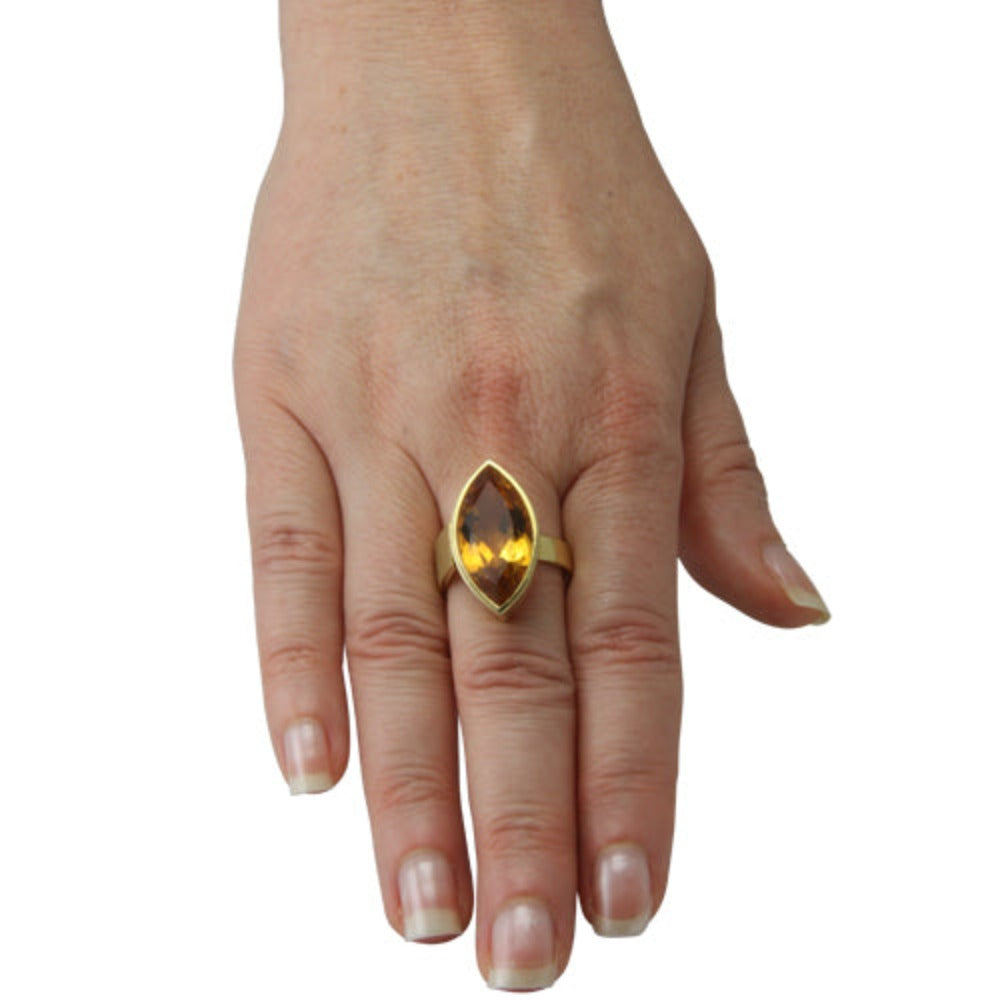 Citrin Ring "Schiffchen" 13,3 ct. (Gelbgold 585)