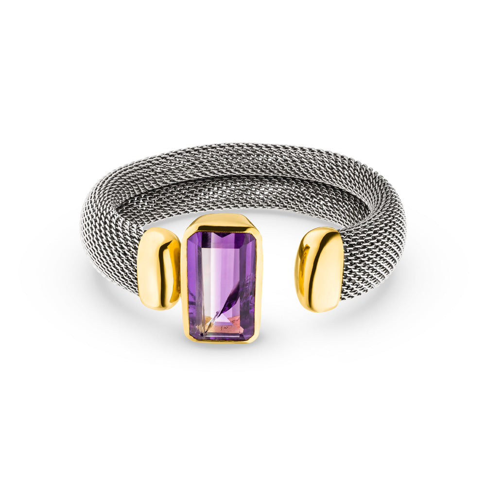 flexibler Armreif AMETHYST (Sterling Silber 925 / Edelstahl)