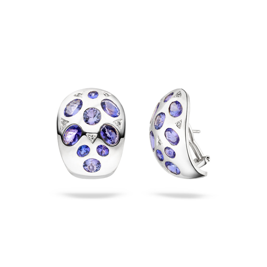Weißgold Damen Ohrstecker 3,90 Kt Tansanit Mit Diamanten