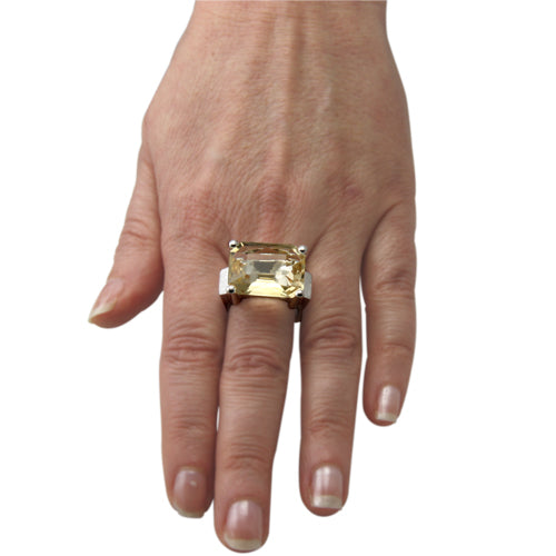 Citrin Ring "Oktagon" 19x15 mm (Sterling Silber 925)