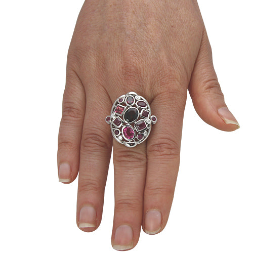 Rubin Granat Diamant Ring "Potpourri" (Sterling Silber 925)