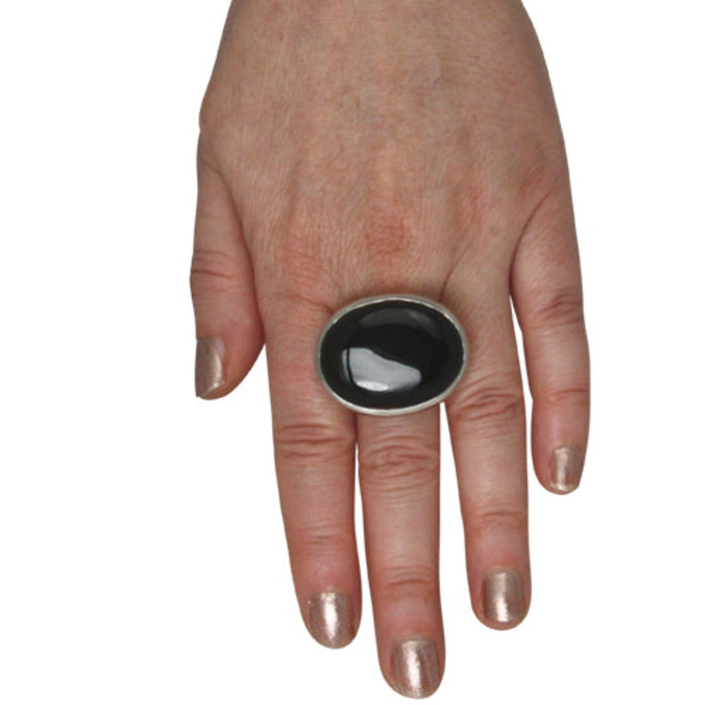 Onyx Ring 30x24 mm (Sterling Silber 925)