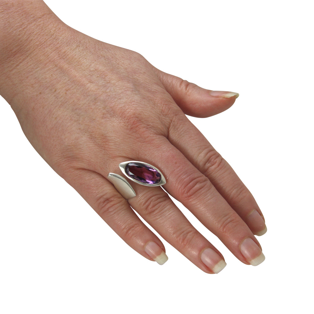 Amethyst Ring "Schiffchen" 21x10 mm (Sterling Silber 925)