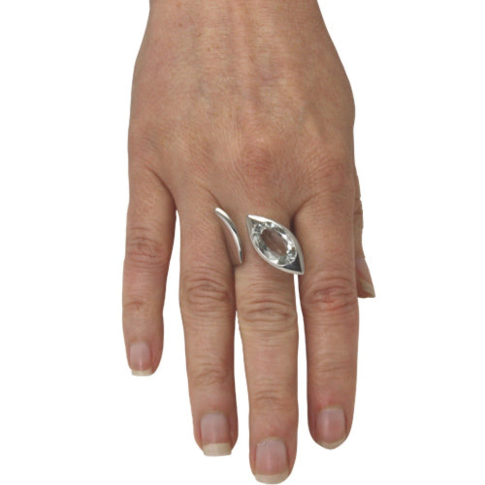 Aquamarin Ring "Open" 16x10 mm (Sterling Silber 925)