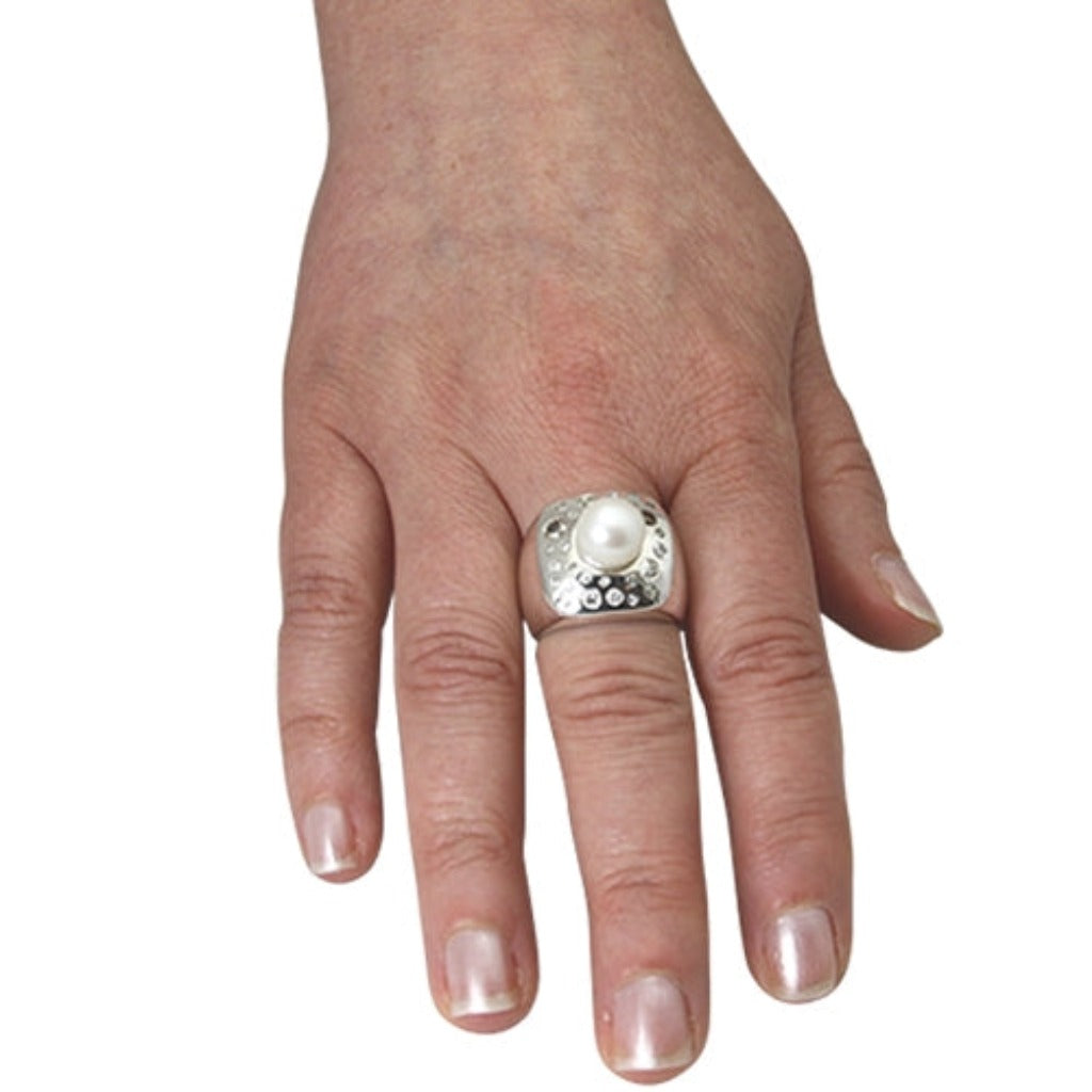 Diamant Ring "Sternenhimmel" mit Perle (Sterling Silber 925)