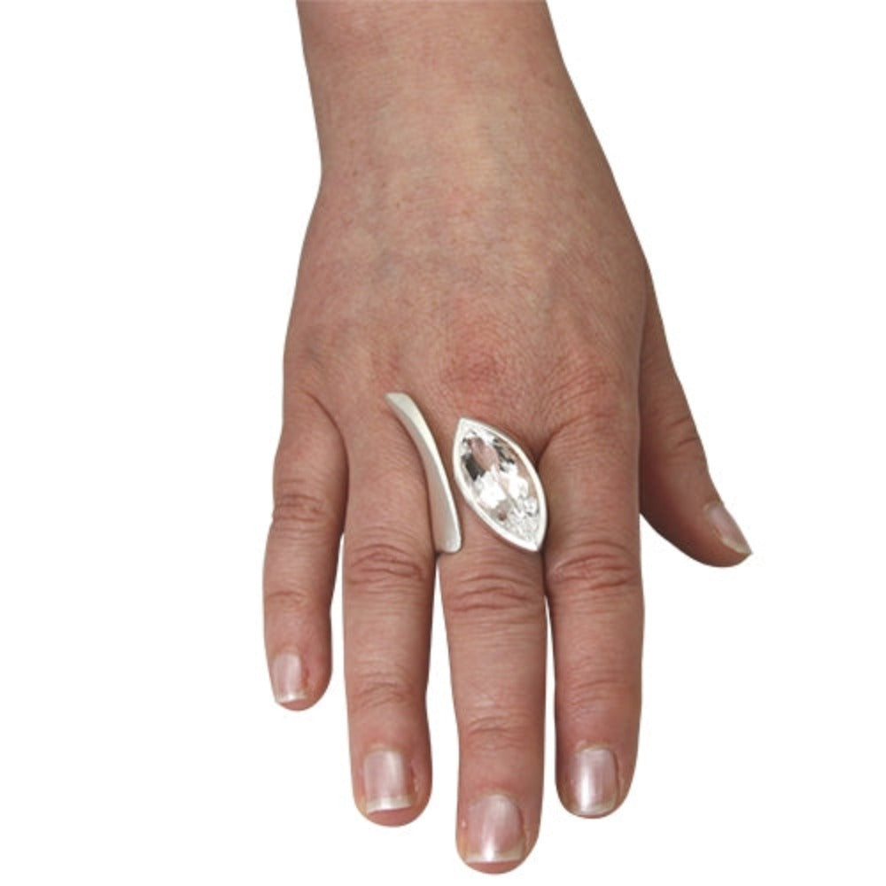 Bergkristall Ring "Open" 32 x 13 mm (Sterling Silber 925)