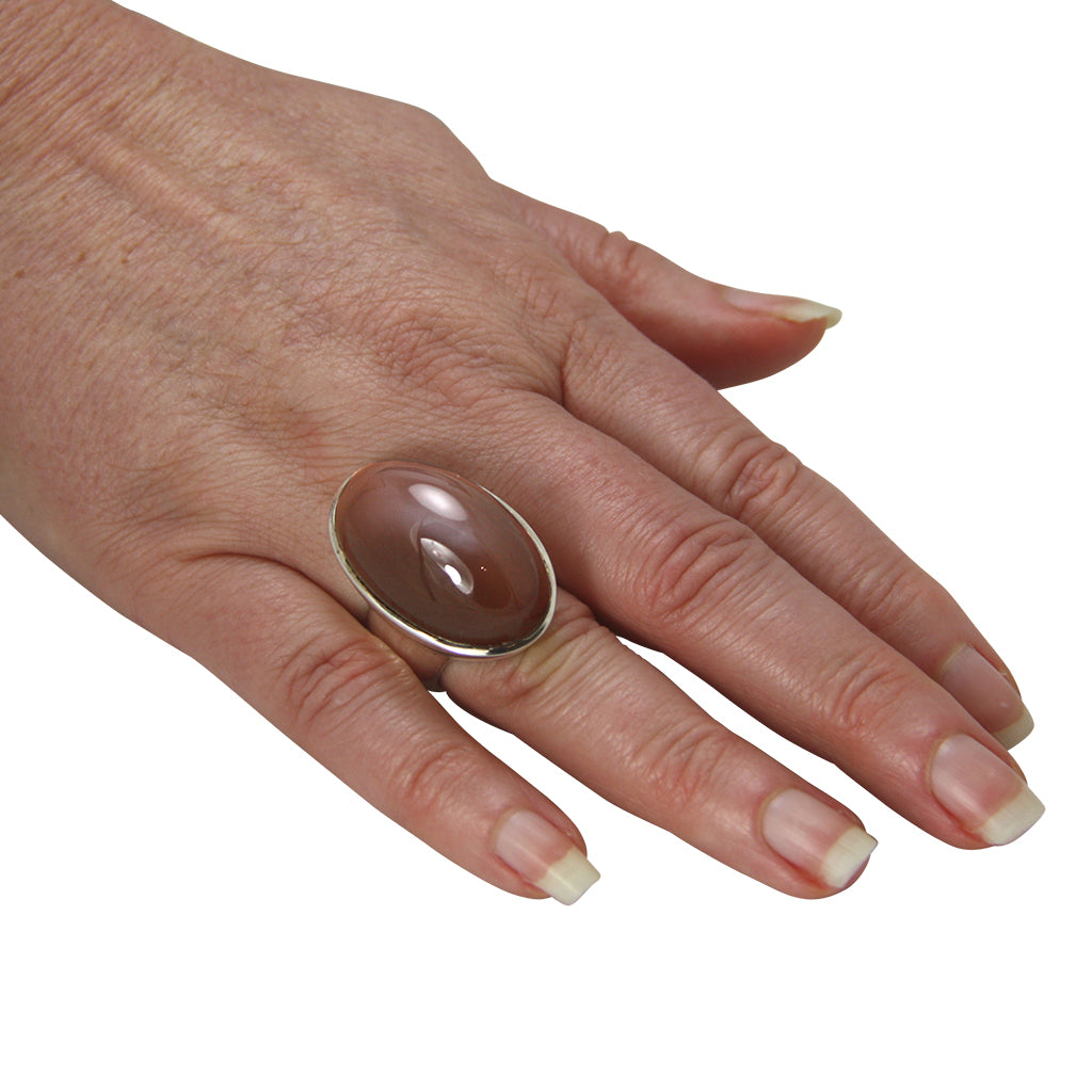 Mondstein Ring "Brown" 33x20 mm (Sterling Silber 925)