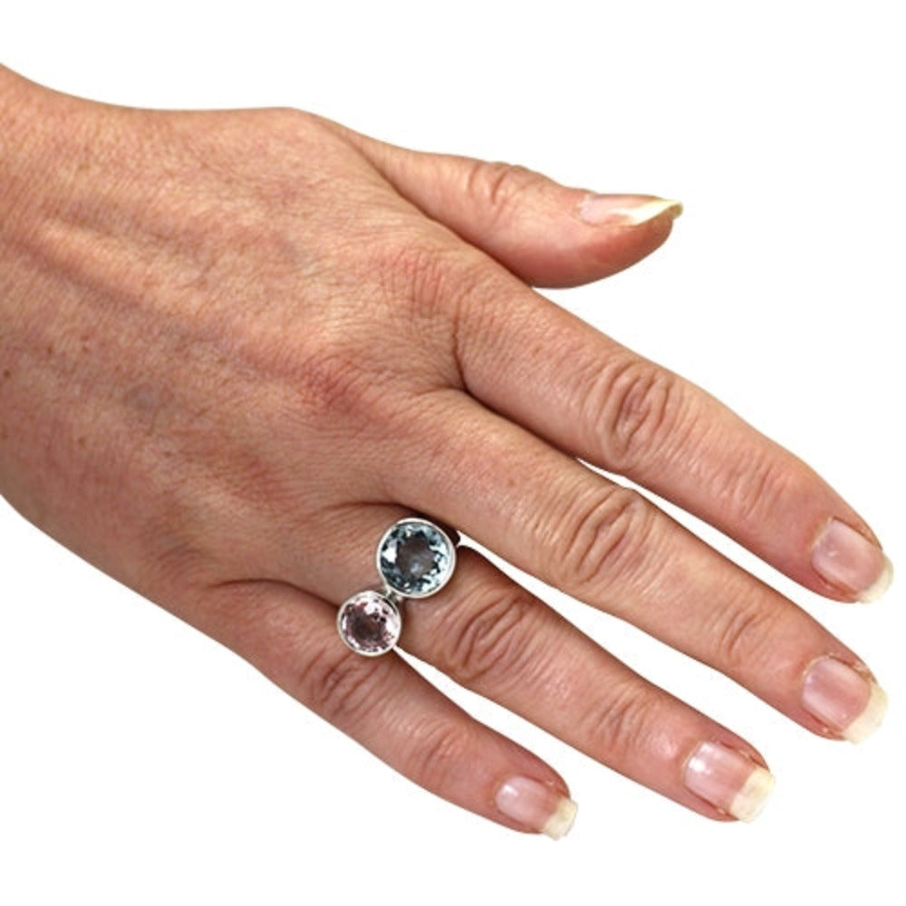 Aquamarin Morganit Ring "Duo" (Sterling Silber 925)