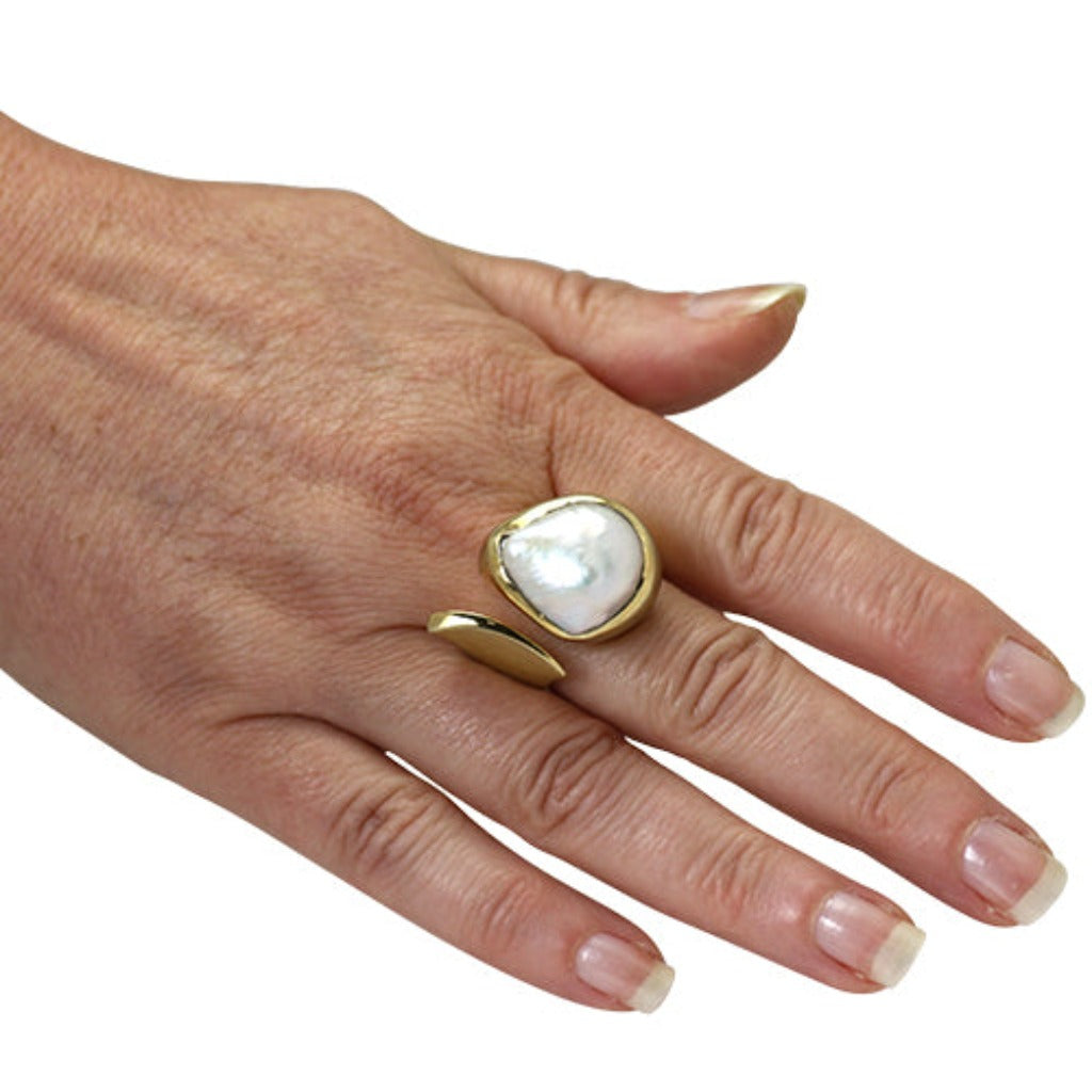 Perlen Ring "Barock" (Sterling Silber 925 vergoldet) Süßwasser Zuchtperle